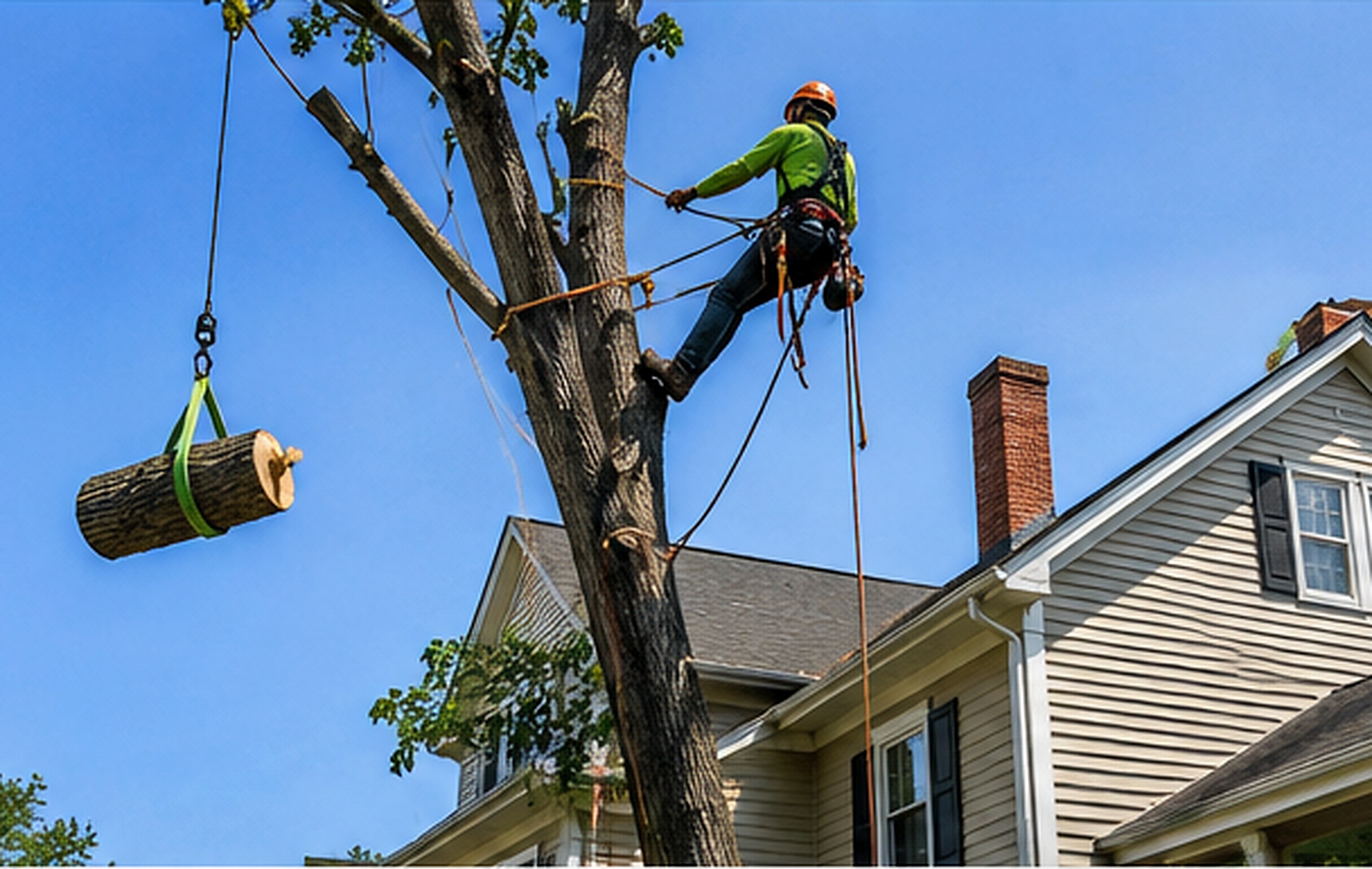 Tight access tree removal near a Kennesaw home